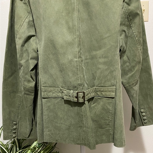 Plus Size 2X Suede Leather Jacket Olive Green Button Up Pockets EUC - Picture 11 of 16